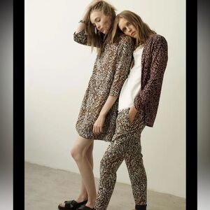 Raquel Allegra Raw Silk Leopard Print Dress SZ 0